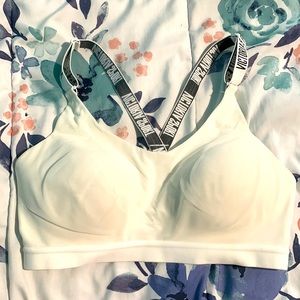 White Victoria’s Secret sports bra